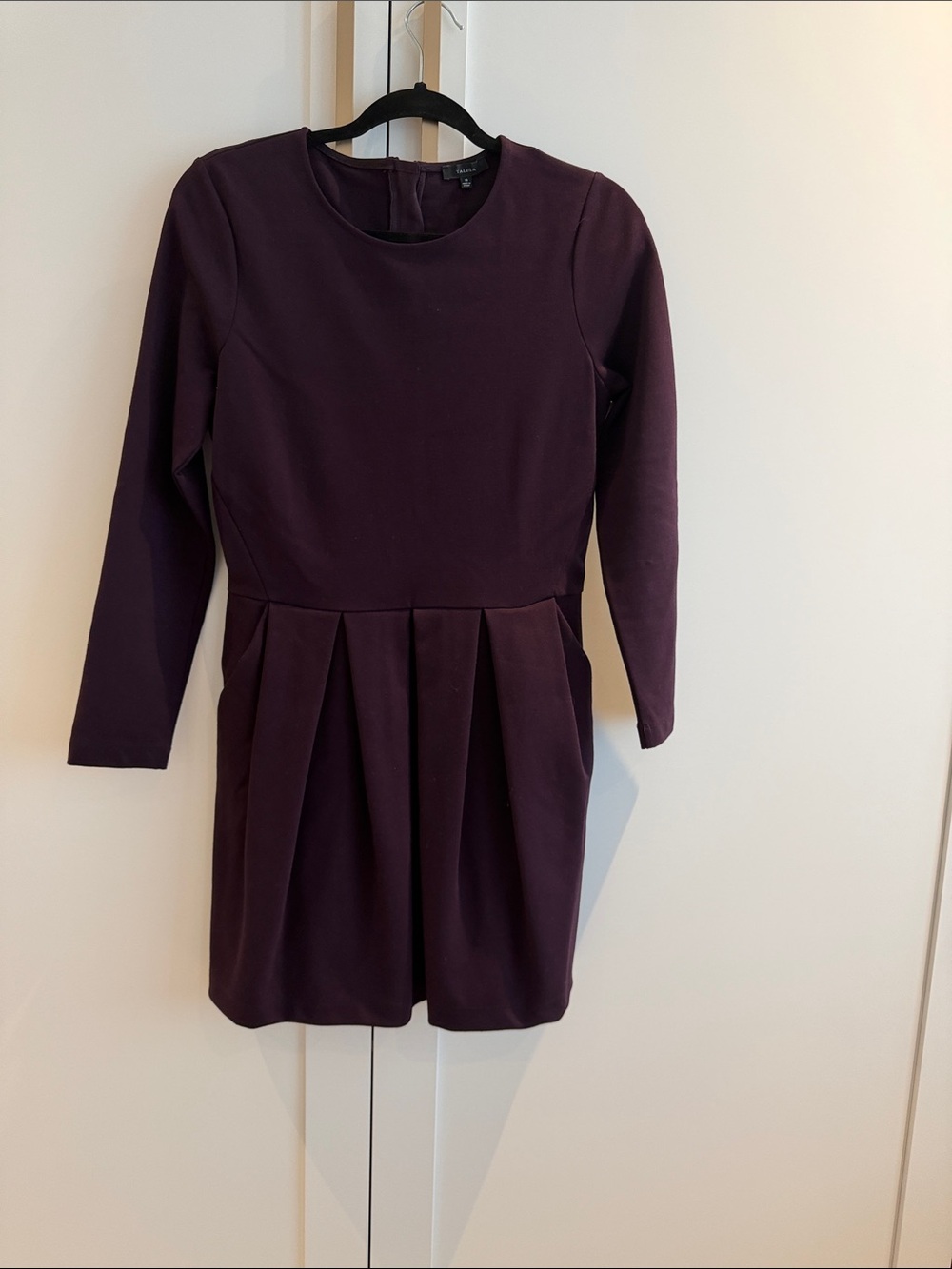 Aritzia - Talula Long Sleeve Pleated Shift Dress - Plum